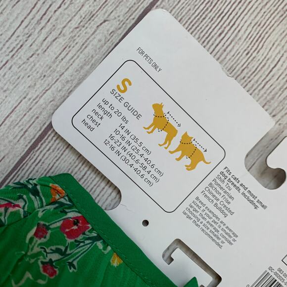 Boots & Barkley Green Floral Pet Dress Cat Dog Size Small Up to 20lbs - Picture 9 of 9